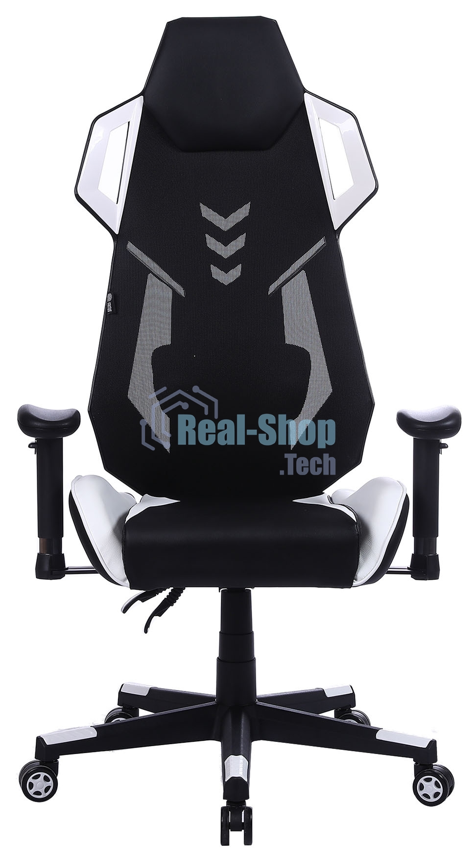 Кресло игровое Cactus CS-CHR-090BLW черный/белый, сиденье черный/белый, эко.кожа, крестовина пластик, пластик черный/белый