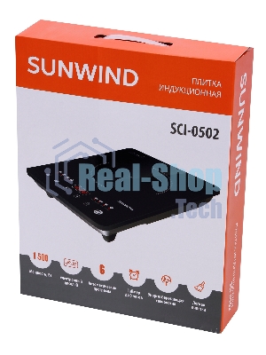 Плита настольная электрическая SunWind SCI-0502 чёрный, 1.4 кВт, индукция, конфорки - 1, стеклокерамика, сенсор