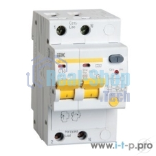 Выключатель автоматический дифференциального тока 2п C 32А 30мА тип A 4.5кА АД-12М ИЭК MAD12-2-032-C-030