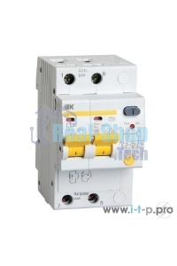 Выключатель автоматический дифференциального тока 2п C 32А 30мА тип A 4.5кА АД-12М ИЭК MAD12-2-032-C-030