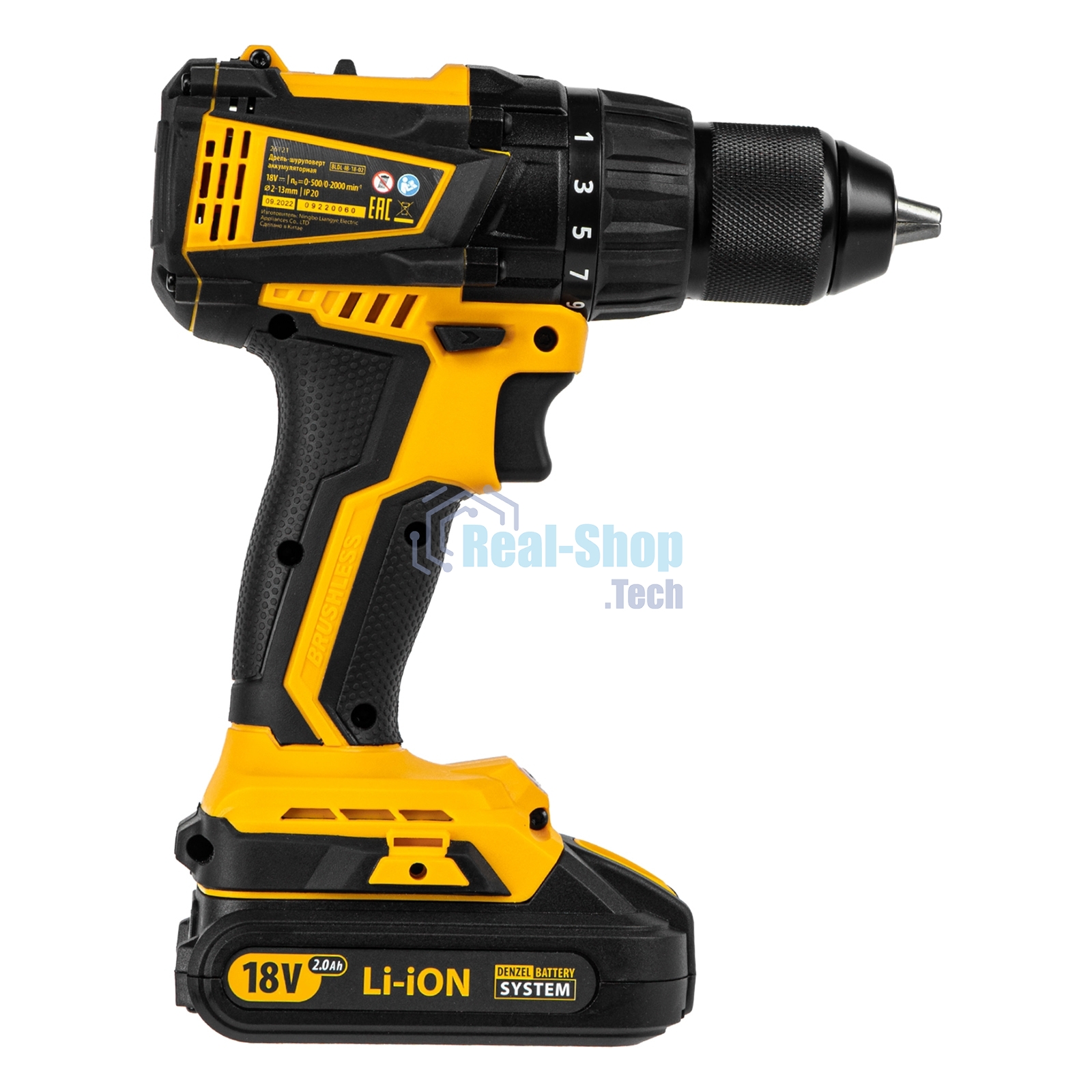 Дрель-шуруповерт аккумуляторная Denzel BLDL-IB-18-02, 18В, 2 АКБ, Кейс