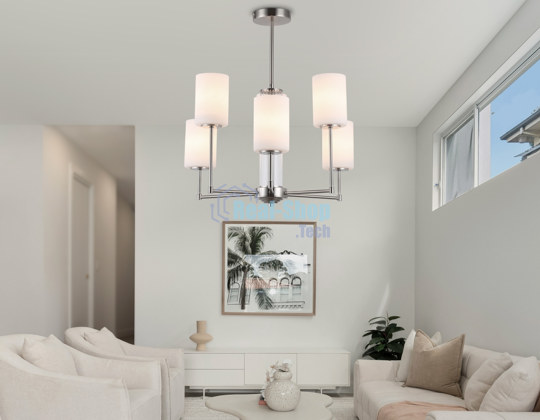 Люстра Ambrella light LH56211/6 SN/FR никель/белый матовый E27/6 max 60W D600*600