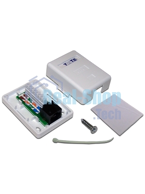 Настенная розетка, 1 порт RJ-45 категории 6, UTP, белая