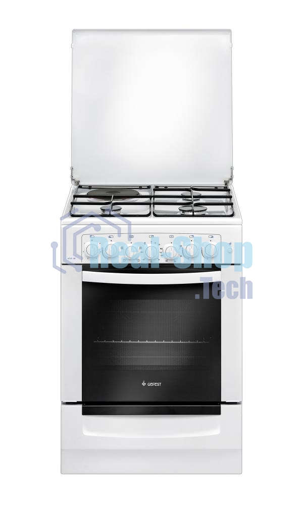 Плита комбинированная Gefest ПГЭ 6112-02 белый, конфорок 4 шт, духовка 55 л, 60 см x 85 см x 60 см