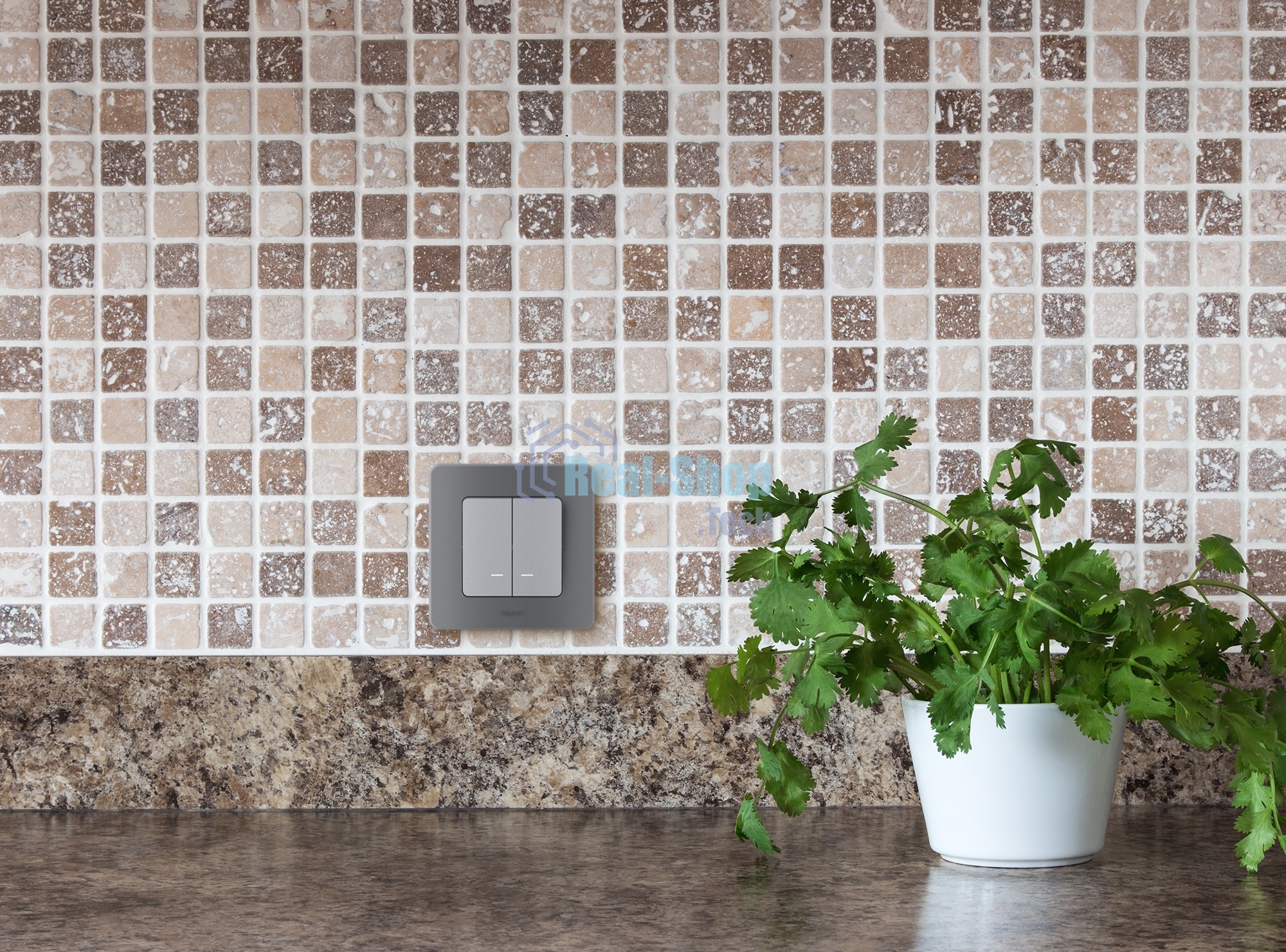 Выключатель 2-клавишный с подсветкой/индикацией 10AX 250 В алюминий