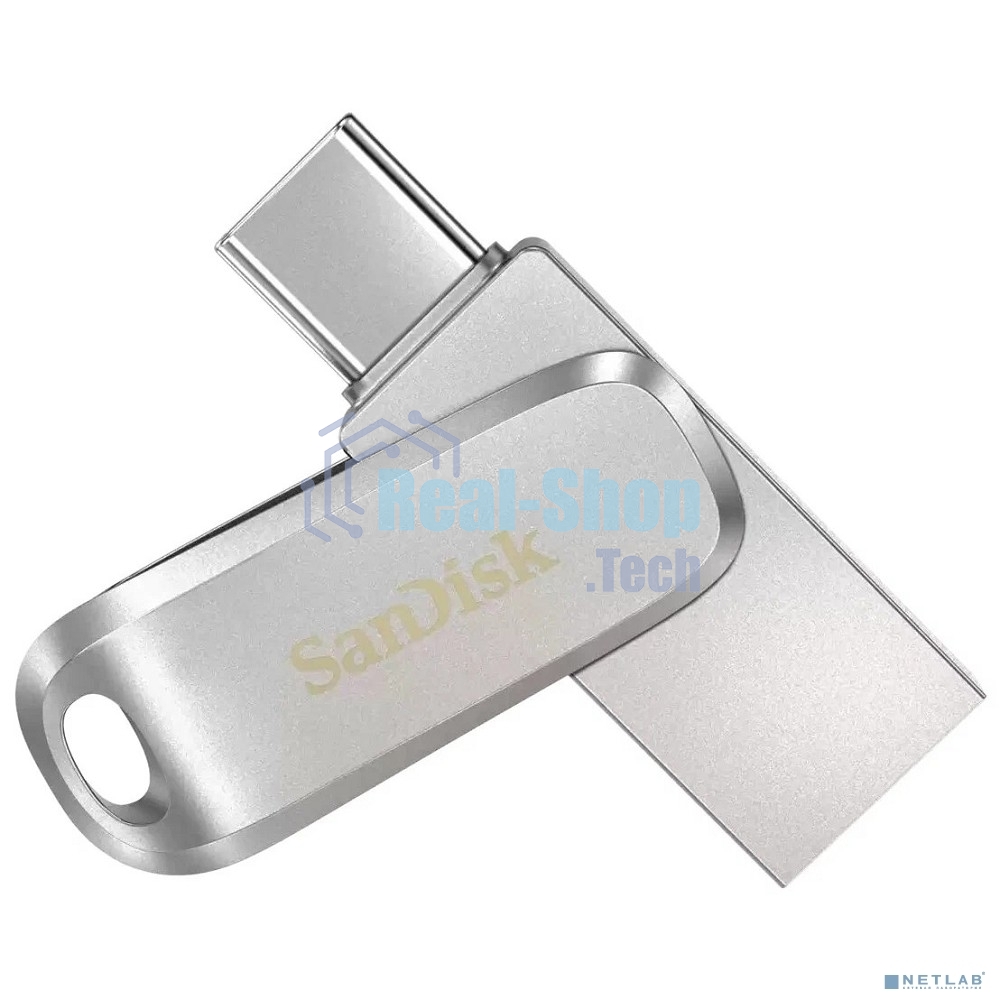 Флешка USB SanDisk Ultra Dual Luxe (SDDDC4-256G-G46), 256Gb, USB 3.2/USB Type-C, R/W 150/40, серебристый