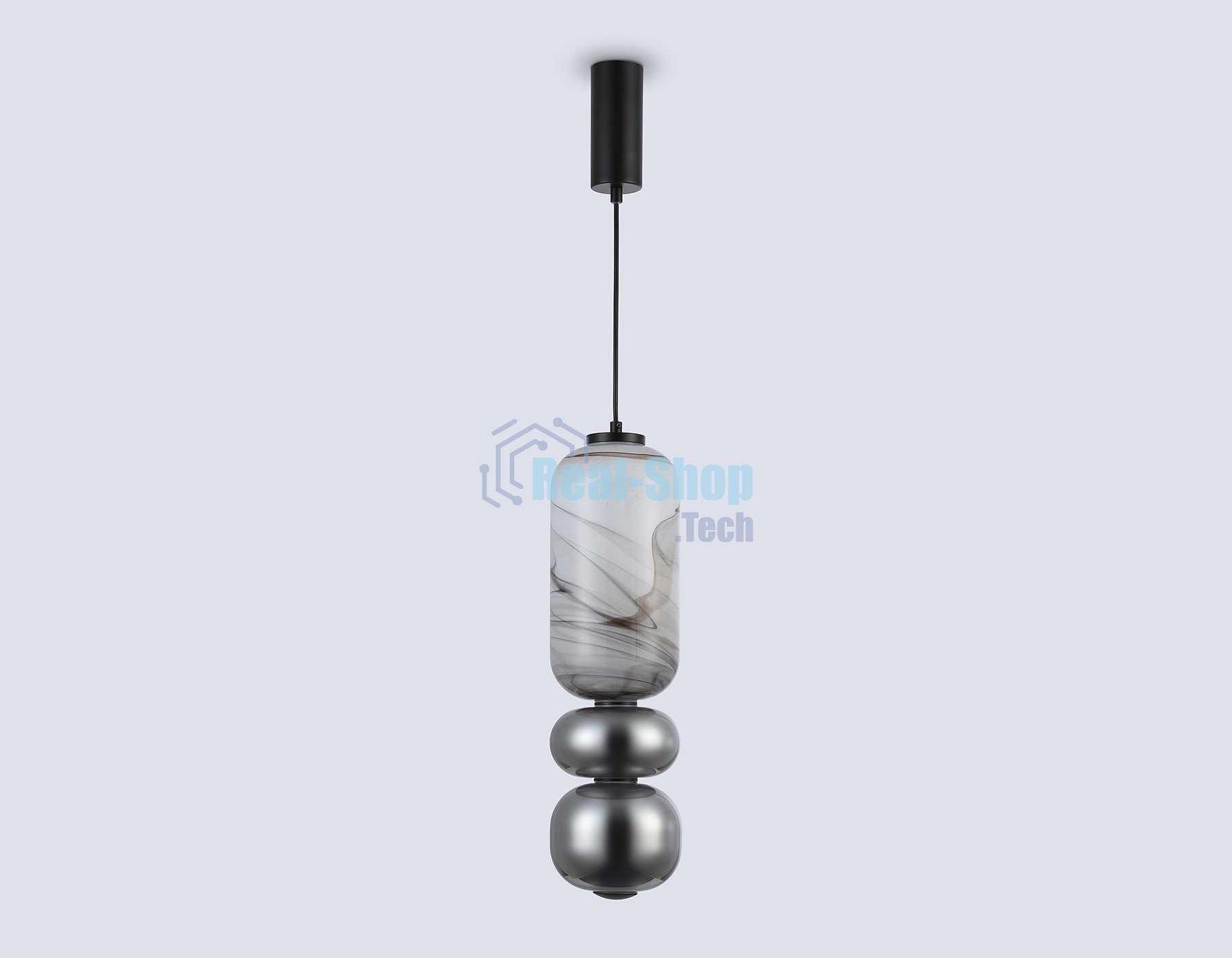 Подвесной светодиодный светильник Ambrella light LH11033 BK/MG/SM черный/мраморно-серый/дымчатый 18W 3000K D150*1900