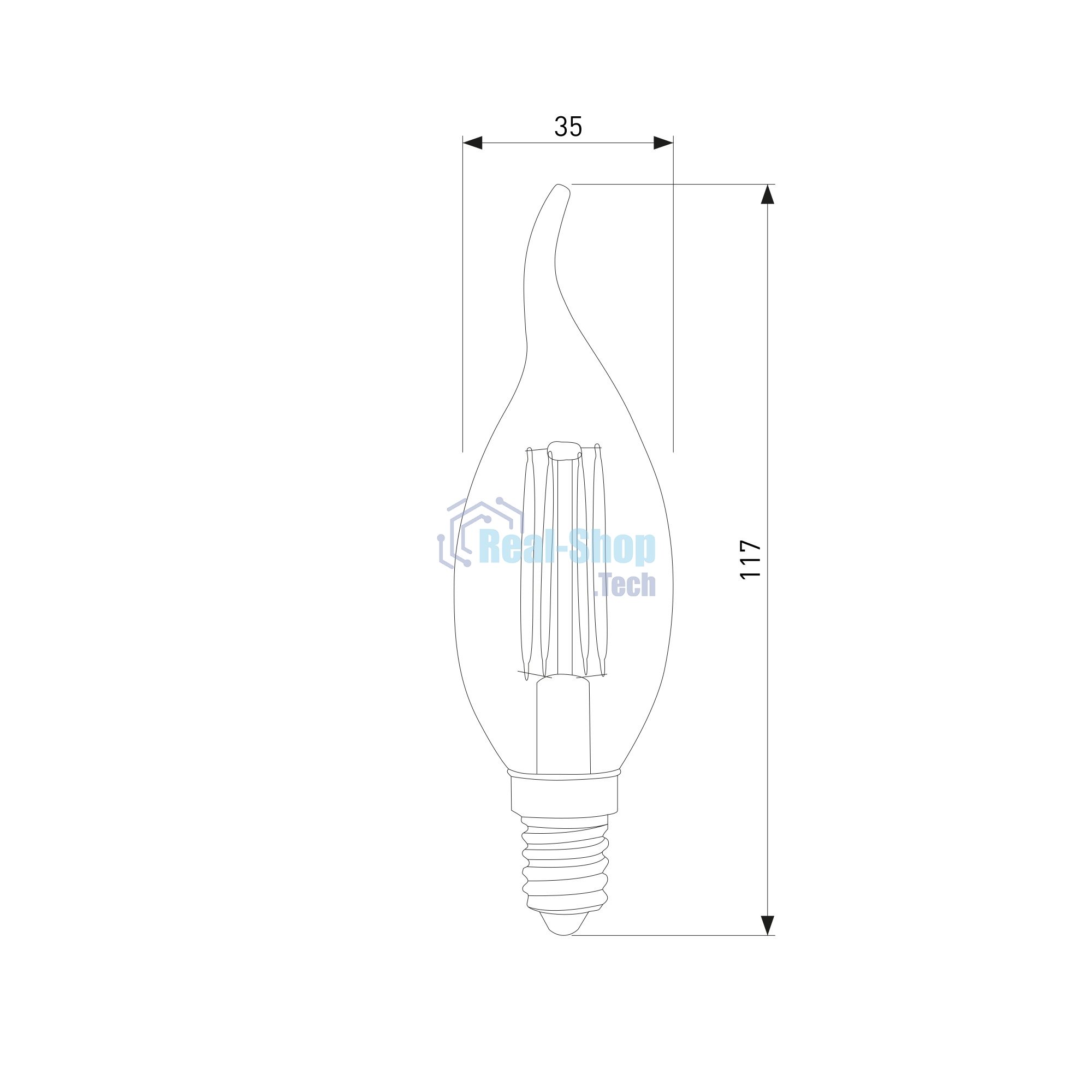 BLE1424 / Светодиодная лампа Dimmable BLE1424 5W 4200K E14 (CW35 прозрачный)