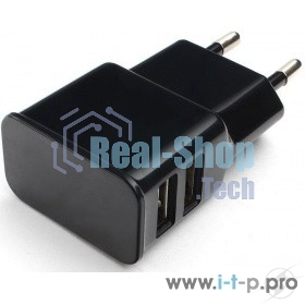 Сетевое зарядное устройство Cablexpert MP3A-PC-12 100/220V - 5V USB 2 порта, 2.1A, черный