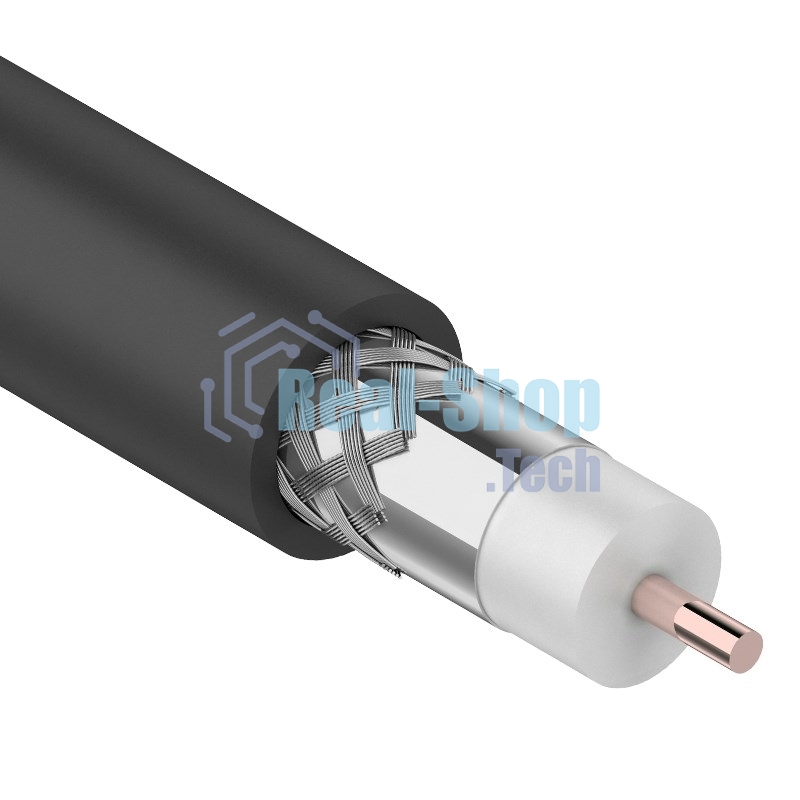 Кабель коаксиальный магистральный Rexant RG-11U, 75 Ом, CCS/Al/Al, 83%, бухта 305 м, черный OUTDOOR