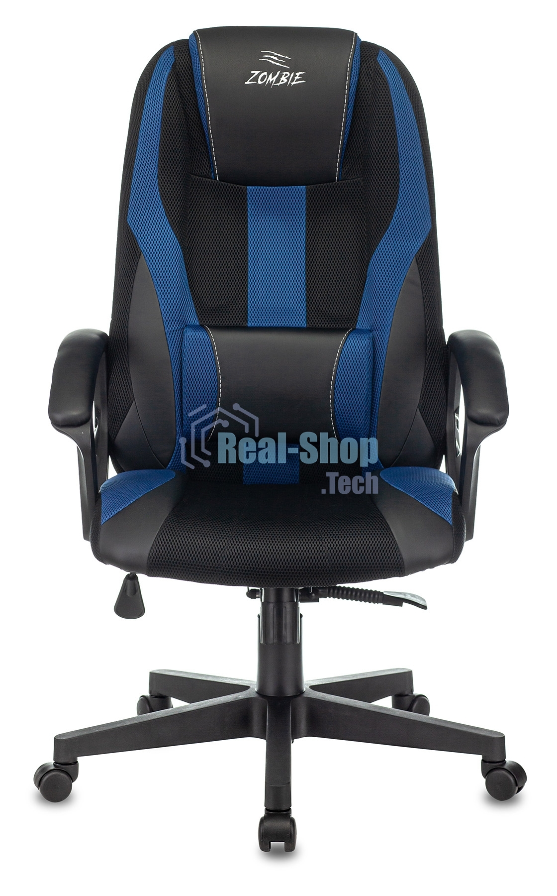 Кресло игровое Zombie 9 черный/синий, искусст.кожа/ткань, крестовина пластик