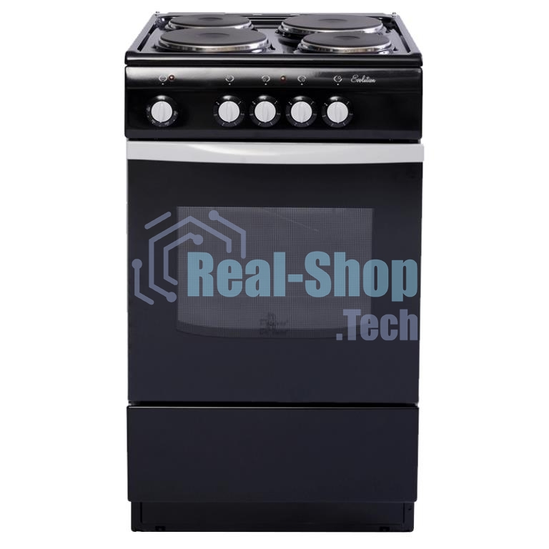 Плита электрическая De Luxe 5004.12э черный, конфорок 4 шт, духовка 46 л, 50 см x 85 см x 50 см