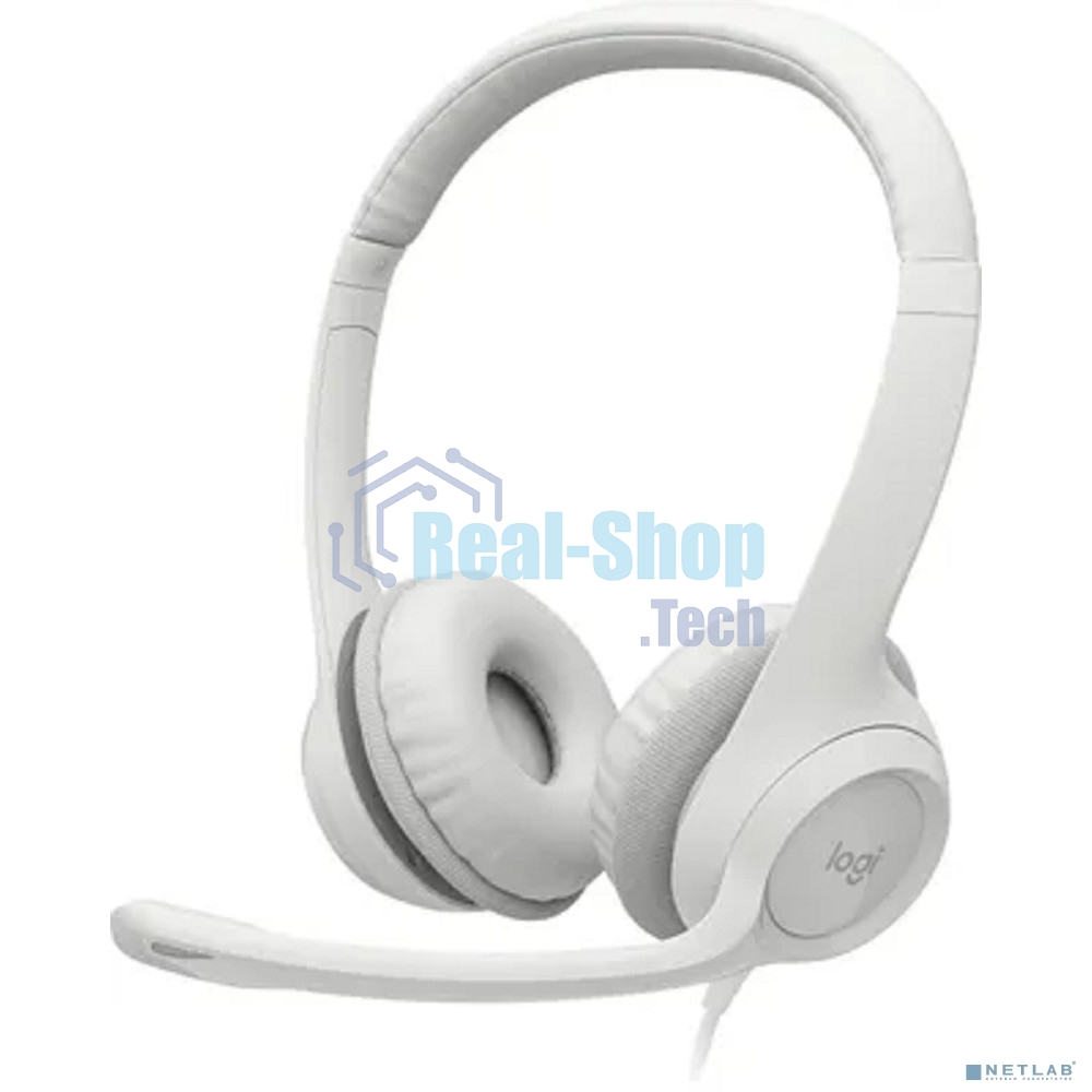 Гарнитура проводная с микрофоном Logitech H390 белый 1.9м накладные USB оголовье (981-001288)