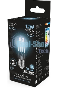 Лампа cветодиодная Gauss Filament А60 12W 1250lm 4100К Е27 LED 1/10/40