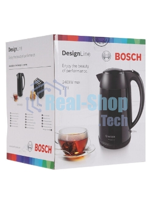 Чайник электрический Bosch TWK3P423 1.7 л, 2400 Вт, черный (корпус: нержавеющая сталь)