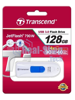 Флешка USB Transcend Jetflash 790 (TS128GJF790W), 128Gb, USB 3.0, R/W 90/40, белый