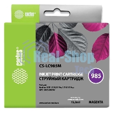 Картридж струйный Cactus CS-LC985M пурпурный (15 мл) для Brother DCPJ315W/DCPJ515W/MFCJ265W