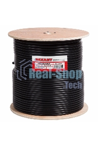 Кабель коаксиальный магистральный Rexant RG-11U, 75 Ом, CCS/Al/Al, 83%, бухта 305 м, черный OUTDOOR
