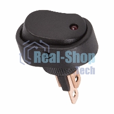 Выключатель клавишный Rexant 12V 20А (3с) ON-OFF черный ОВАЛ с красной LED подсветкой