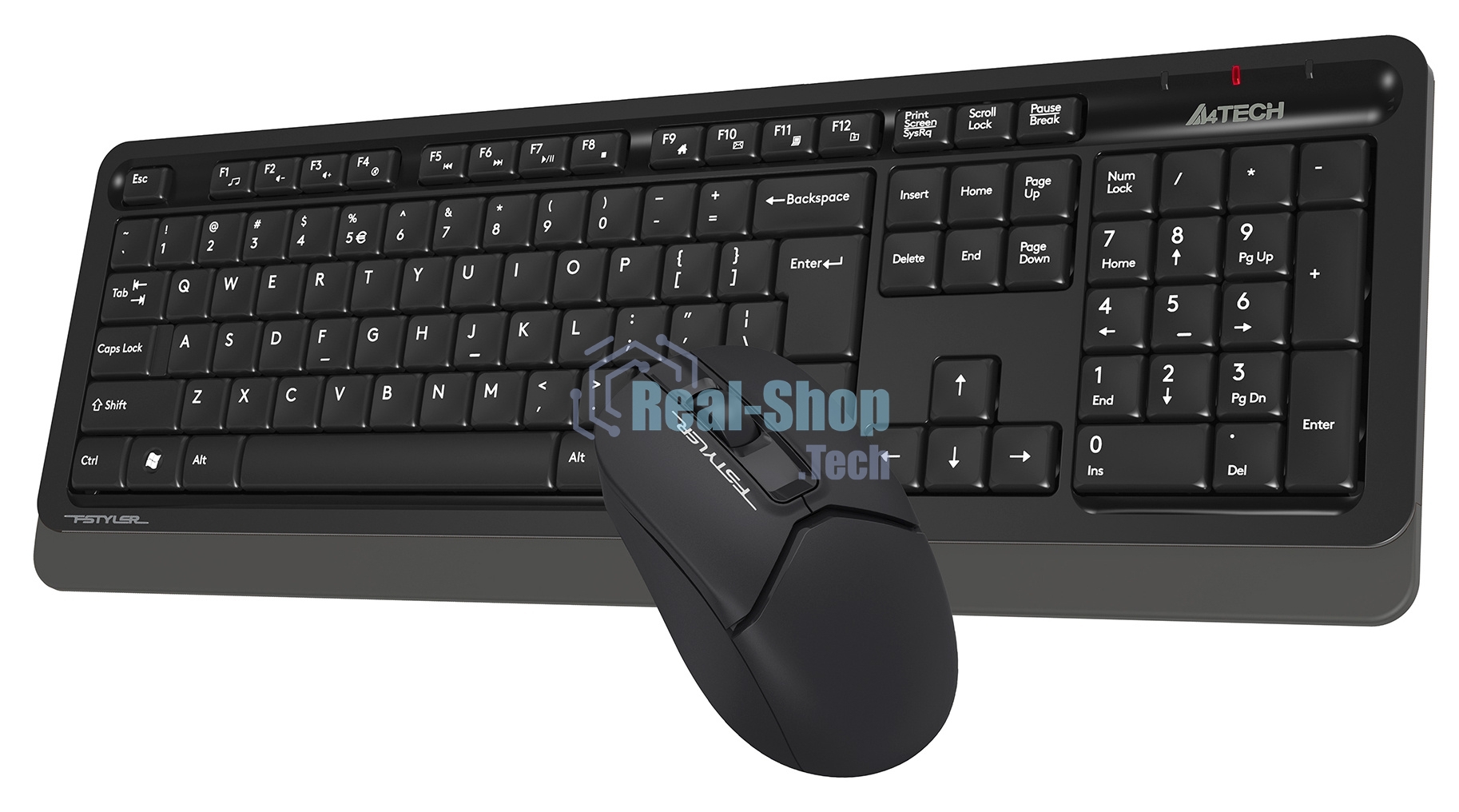 Комплект клавиатура + мышь A4Tech Fstyler FG1012 клав:черный/серый мышь:черный USB беспроводная Multimedia