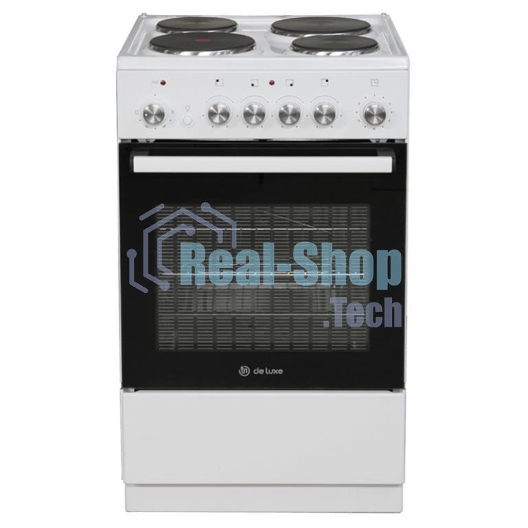 Плита электрическая De Luxe 5004.16Э белый, конфорок 4 шт, духовка 46 л, 50 см x 85 см x 50 см