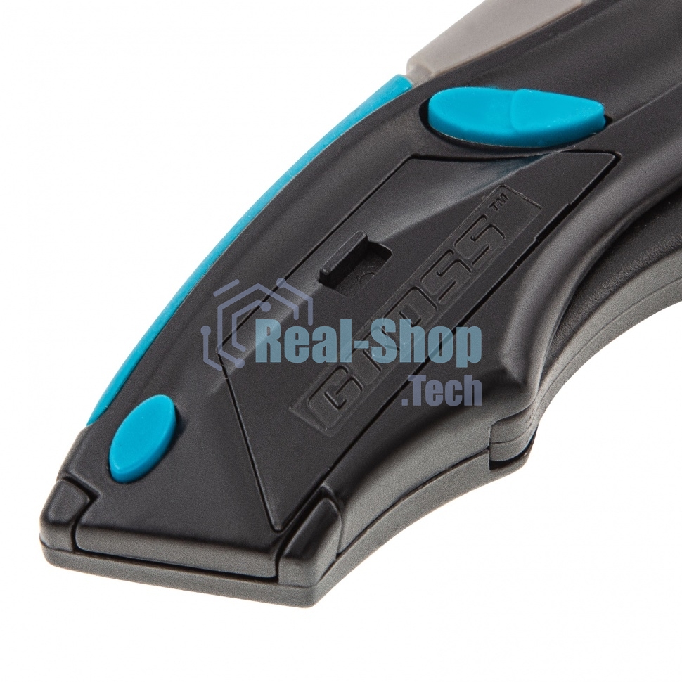 Нож Gross ремонтно-монтажный, трехкомп. рук-ка, авто выброс/возврат лезвия пистол типа,170мм, 5 з.л