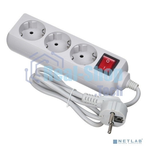 Сетевой фильтр Buro 300SL-1-G 1м (3 розетки) серый (пакет ПЭ)