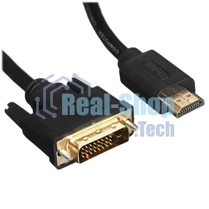 Кабель HDMI to DVI-D (19M -25M) 2м, TV-COM, 2 фильтра LCG135F-2M