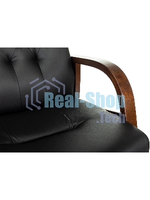 Кресло офисное Бюрократ T-9928WALNUT-CF черный, кожа, на ножках, дерево