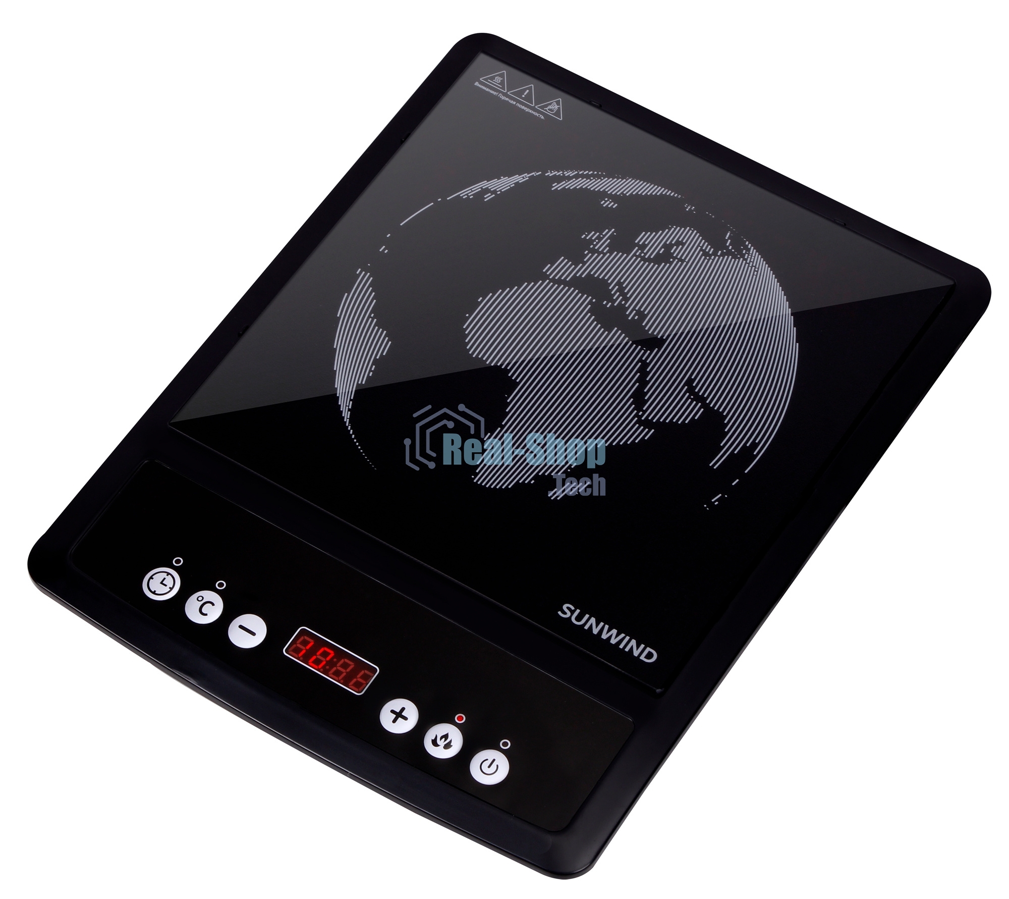 Плита настольная электрическая SunWind SCI-0501 чёрный, 1.4 кВт, индукция, конфорки - 1, стеклокерамика, сенсор