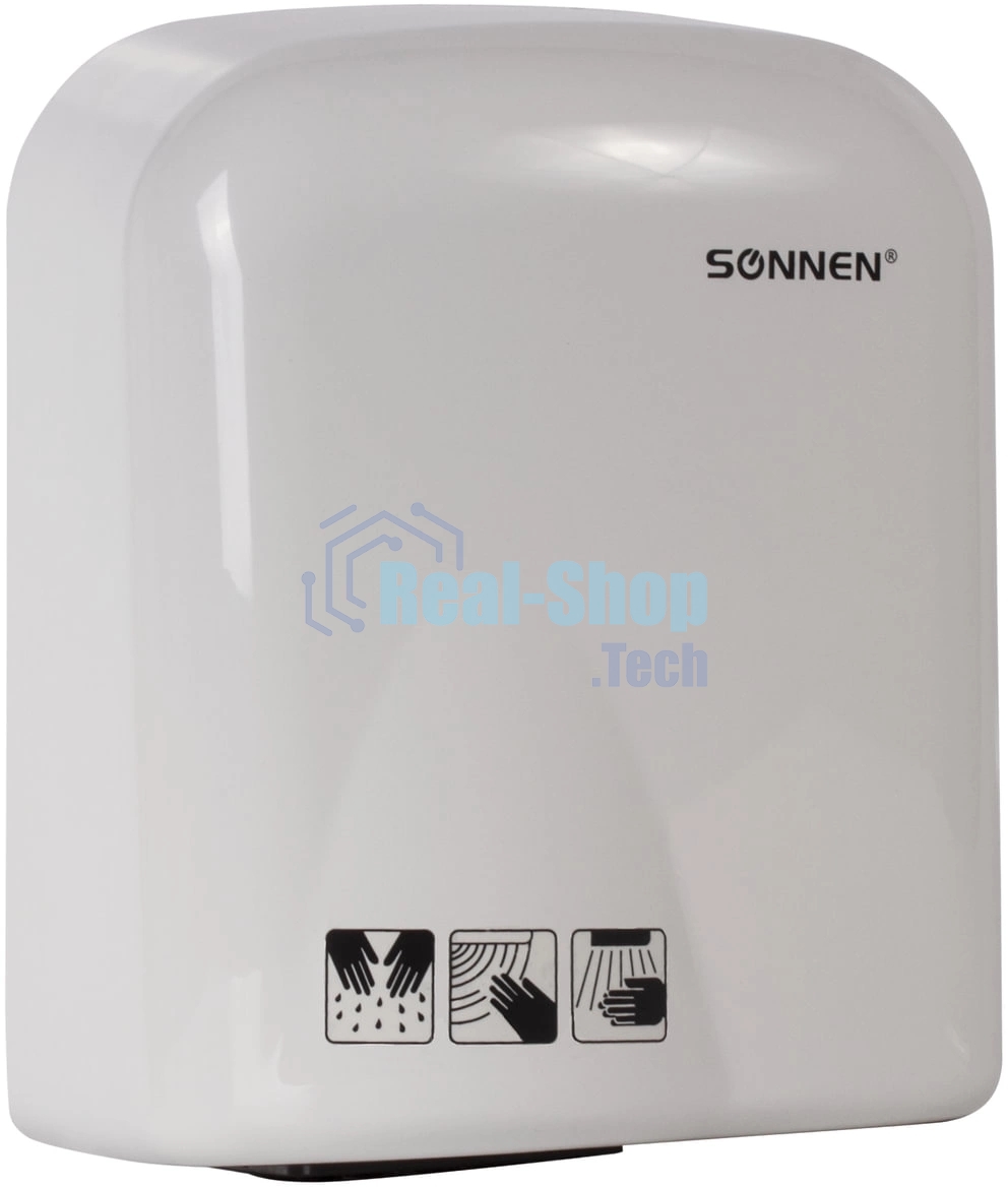 Сушилка для рук SONNEN HD-165, 1650 Вт, пластиковый корпус, белая, 604191