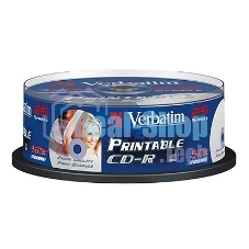 Диск CD-R Verbatim 700Mb 52x Cake Box (25шт) Printable (43439)