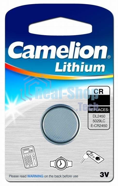 Элемент питания литиевый Camelion CR CR2450 BL-1 (блист.1шт)
