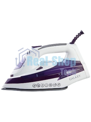 Утюг Galaxy Line GL 6106, белый с фиолетовым, паровой, 2200 Вт, постоянный пар 50 г/мин, паровой удар 180 г/мин, функции: 