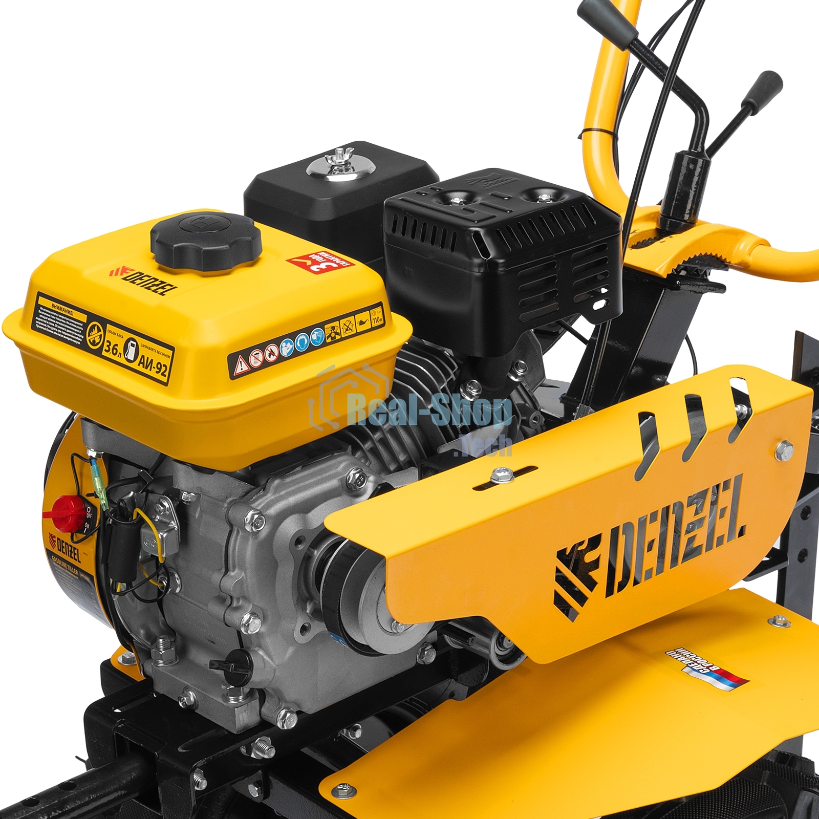 Мотоблок Denzel DPT-370S, 7 л.с., ремен.сцеп, фрез 3х4, ШОМ, передачи 3В/1Н