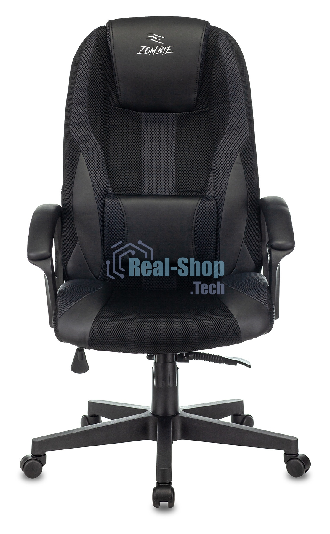 Кресло игровое Бюрократ Zombie 9 черный/серый, искусст.кожа/ткань, крестовина пластик