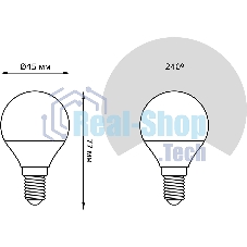 Лампа светодиодная Gauss 105101307 6.5Вт цок.:E14 шар 220B 6500K св.свеч.бел.хол. (упак.:10шт)
