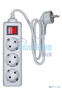 Сетевой фильтр Buro 300SL-1-G 1м (3 розетки) серый (пакет ПЭ)