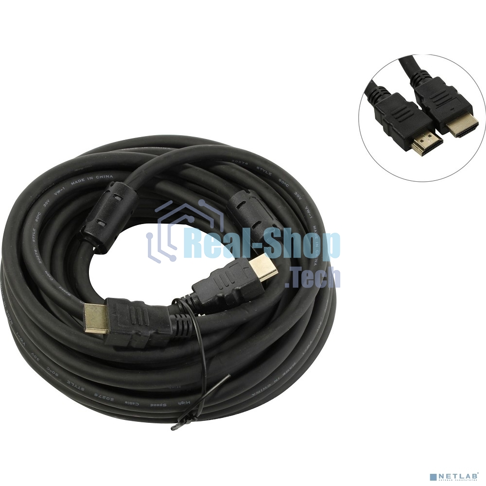 Кабель HDMI Exegate EX287726RUS EX-CC-HDMI2-10.0F (19M/19M, v2.0, 10м, 4K UHD, Ethernet, ферритовые кольца, позолоченные контакты)