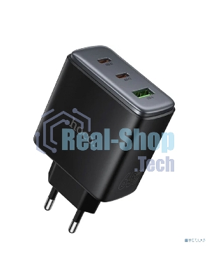 Зарядное устройство Hoco 65Вт, 3.25А, QC3.0/PD, 1xUSB, 2xType-C, C160A, черный, коробка