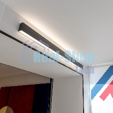 Линейный светодиодный накладной двусторонний светильник 53см 20W 4200K черная шагрень
