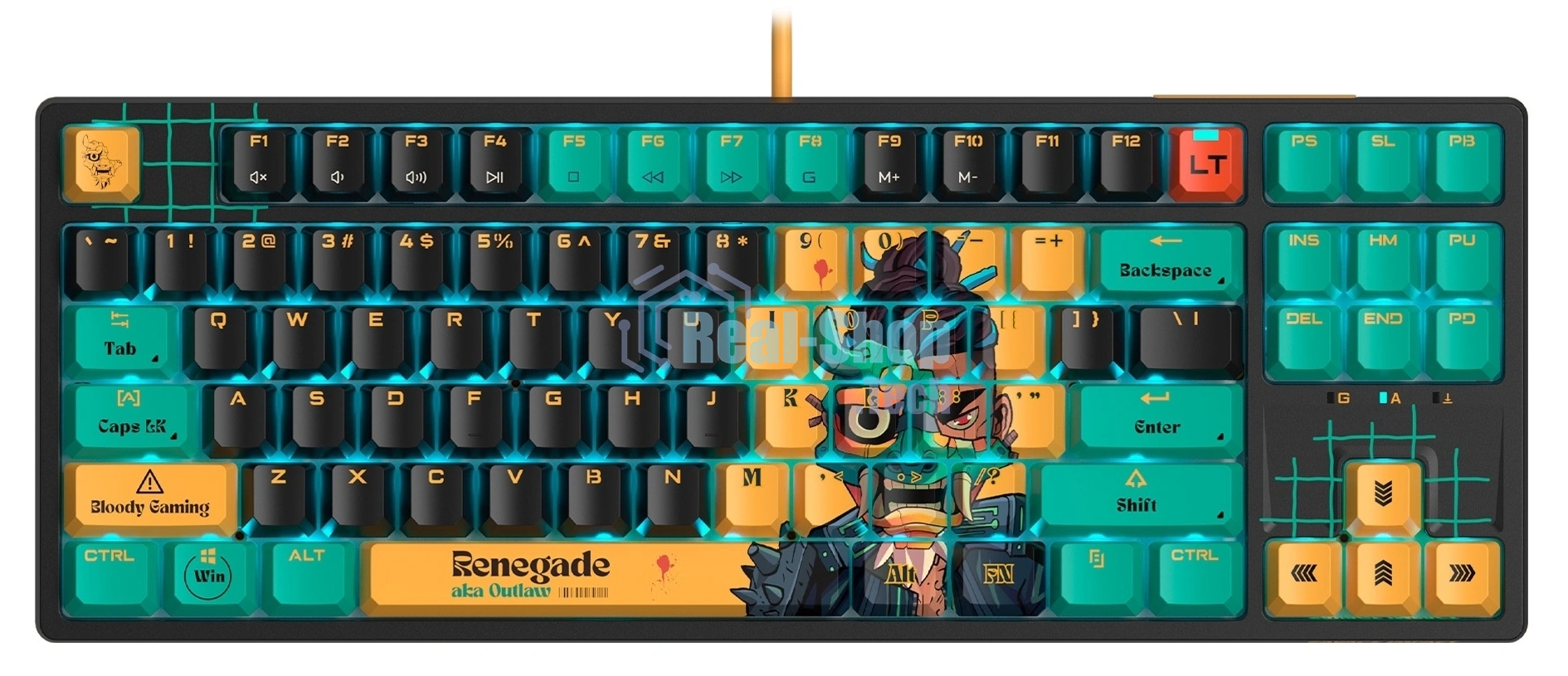 Клавиатура A4Tech Bloody AT87 Renegade проводная USB черный/зеленый
