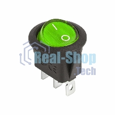 Выключатель клавишный Rexant круглый 12V 20А (3с) ON-OFF зеленый с подсветкой