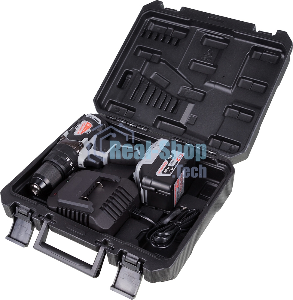 Дрель-шуруповерт аккумуляторная ИНТЕРСКОЛ ДАУ-13/18В, Аккумуляторный, 18В, Ударный, Кейс