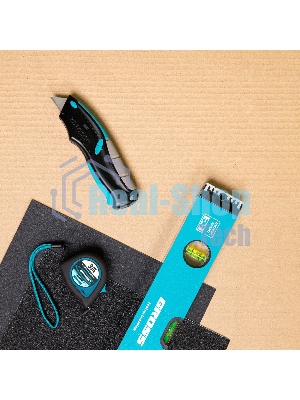 Нож Gross ремонтно-монтажный, трехкомп. рук-ка, авто выброс/возврат лезвия пистол типа,170мм, 5 з.л