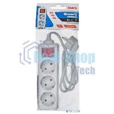 Сетевой фильтр Buro 300SL-1-G 1м (3 розетки) серый (пакет ПЭ)
