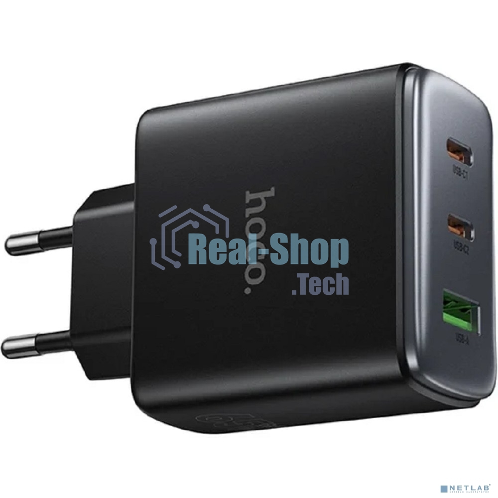 Зарядное устройство Hoco 65Вт, 3.25А, QC3.0/PD, 1xUSB, 2xType-C, C160A, черный, коробка