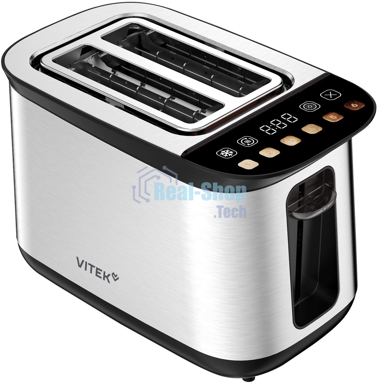 Тостер Vitek VT-T1003 стальной/черный, 900 Вт, 2 слота