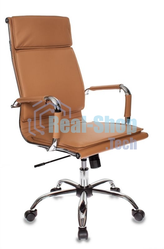 Кресло руководителя Бюрократ CH-993/camel светло-коричневый, искусственная кожа, крестовина хромированная