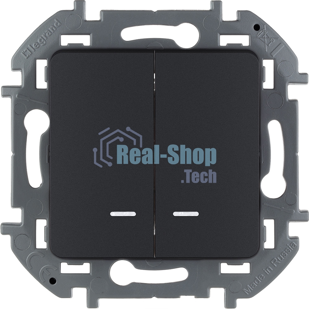 Выключатель 2-клавишный с подсветкой/индикацией 10AX 250 В антрацит